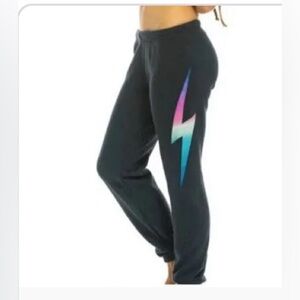AVIATOR NATION BOLT SWEATPANTS - RAINBOW PINK charcoal size XS